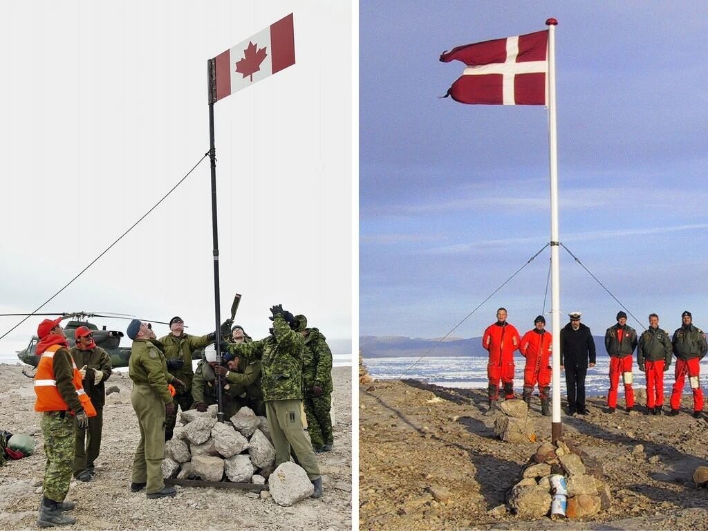 Hans Island flags