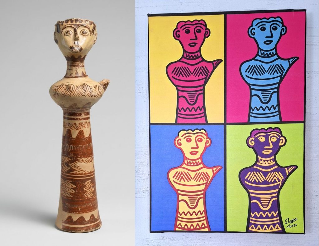 The ancient 14th century BC Lady of Phylakopi artifact at the Archaeological Museum of Milos Greece
